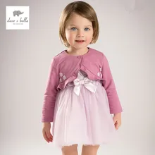DB5142 dave bella/весеннее платье принцессы для маленьких девочек детское сиреневое Эксклюзивное платье комплект из 2 предметов, платье с шалью