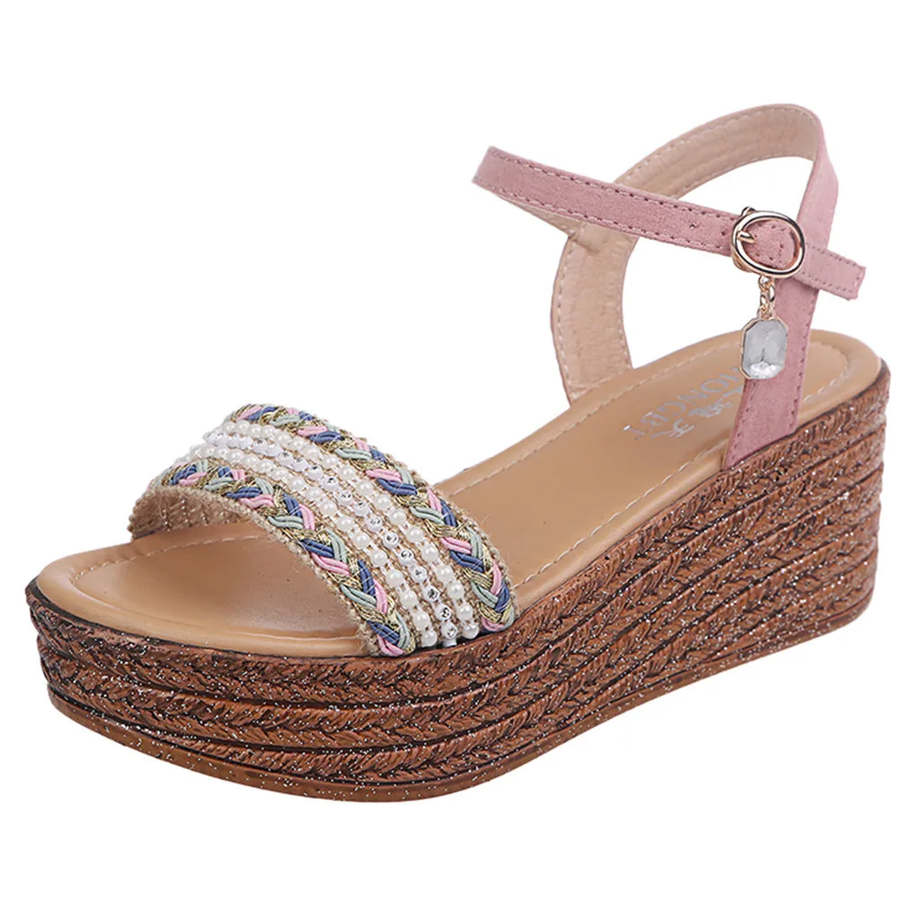 

SAGACE Women's Fashion Casual Crystal Wedge Open Toe Platforms Sandals High Heels Shoes Sexy Simple Outside Summer Shoes Sandals