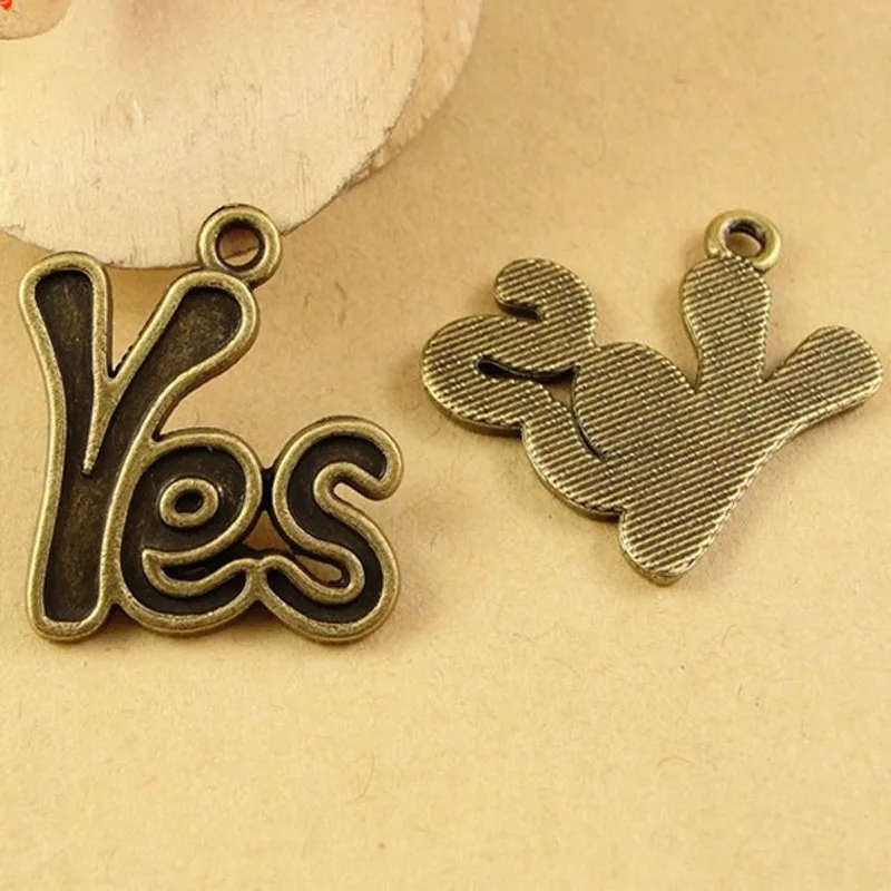 Aliexpress.com : Buy 25*20MM Antique Bronze Yes word charm