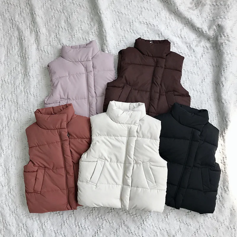 

Girls Cotton Vest Boys Outerwear Children Winter Warm Thick Vest Child Hooded Clothing New Burgundy Pink Beige Black