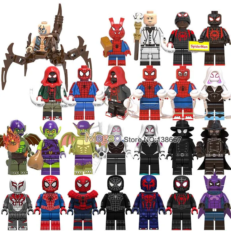 

50 PCS Marvel Spider-Man Into the Spider-Verse Web Of Shadows Gwen Spider-Ham Noir Prowler Building Blocks Minifisd