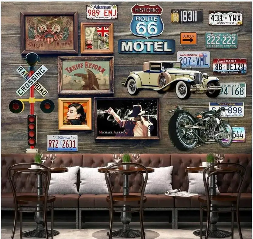 

Custom photo mural 3d wallpaper Nostalgic Retro Bar Background Wall No. 66 home decor living room wallpaper for walls 3 d