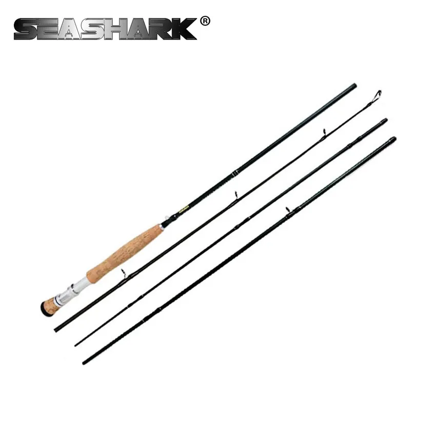 

SEASHARK Hard Fly Fishing Rod 2.7M 6# 8# Cork Handle 4 Sections Wood Reel Seat Medium Fishing Rod Fishing Tackle