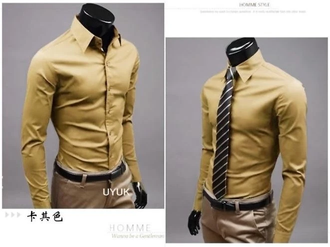 Розовый Мужская Slim Fit Уникальный декольте стильное платье с длинным рукавом Рубашки для мальчиков мужские платье Рубашки для мальчиков 17 цветов, размер: м-XXXL 6492 - Цвет: Розовый