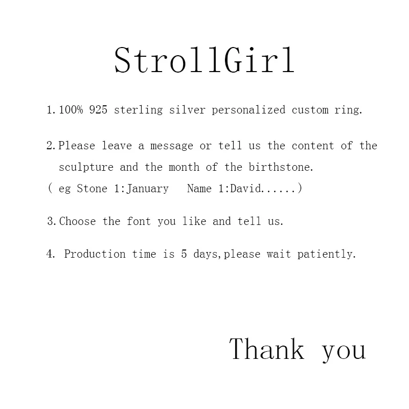 Strollgirl, 925 пробы, серебряное кольцо с гравировкой для матери, штабелируемое имя с камнем по месяцу рождения, персонализированные ювелирные изделия из стерлингового серебра