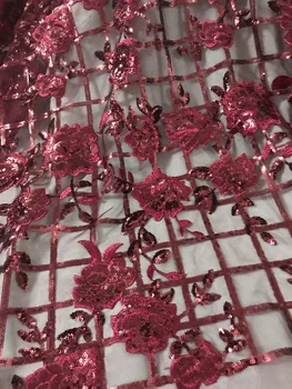 

super quality JIANXI.C-6651 flower lace fabric Newest Embroidered tulle mesh fabric with sequins
