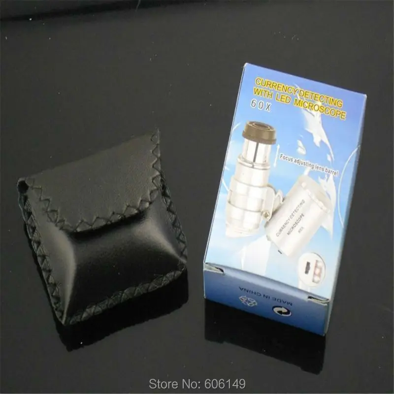 Mini 60x LED UV Light Pocket Microscope Jeweler Magnifier Loupe (5)