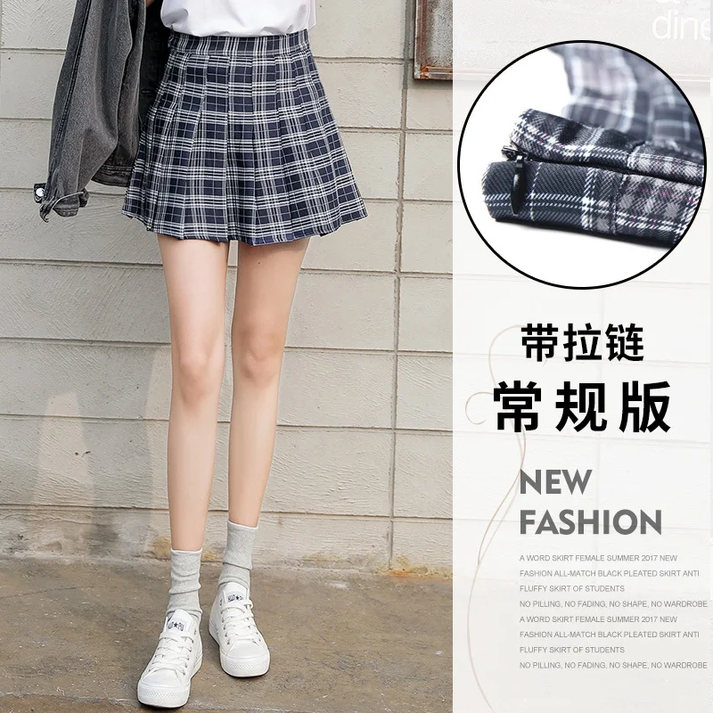 Женская плиссированная юбка, Harajuku, консервативный стиль, клетчатые юбки, мини, милая школьная форма, для девушек, Jupe, кавайная юбка, Saia Faldas - Цвет: edition - Blue