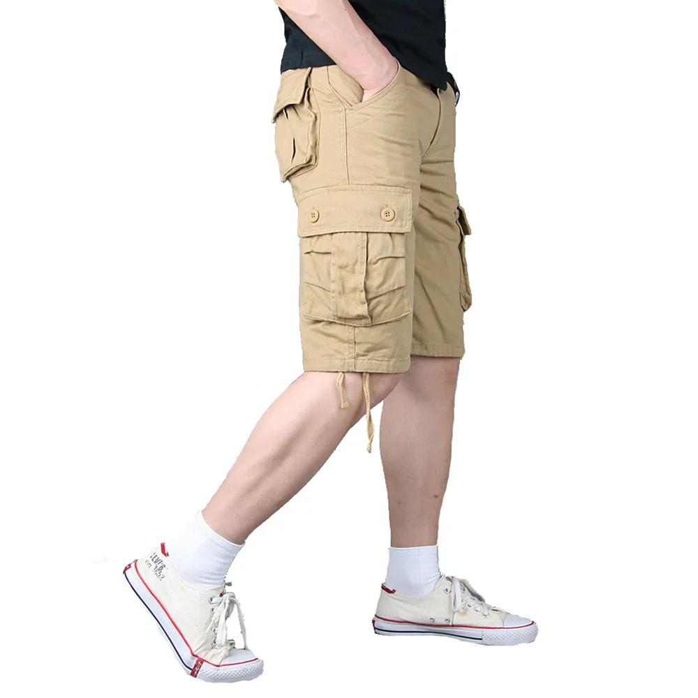 Мужские шорты Карго крутой Хаки Лето Горячая Распродажа хлопок повседневные мужские короткие штаны Удобная брендовая одежда военные мужские карго шорты