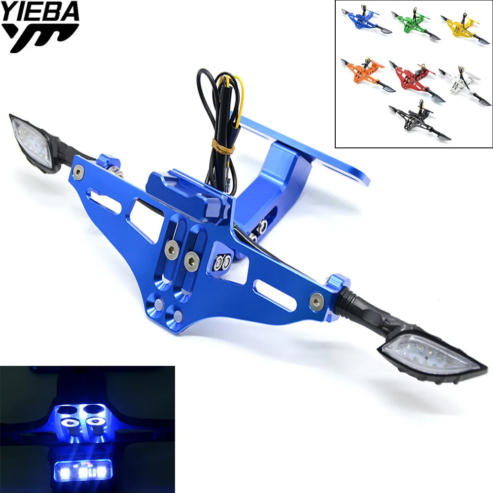 Universal CNC motorcycle License Plate Bracket Holder with turn light for yamaha YZF R1 R6 XJR1300 FJR 1300 MT-10 FZ6R FZ8 MT-03
