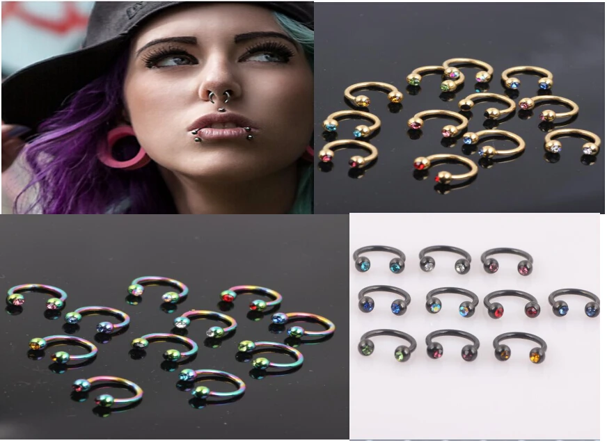 Titanium Stainless Steel Black Circular Barbell Septum Piercing Ball