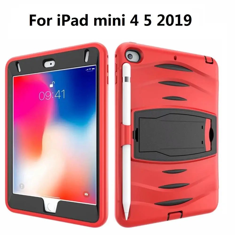 

Shockproof Tablet Coque For iPad mini 4 5 2019 Case Silicone PC Pencil Holder Kids Case For iPad mini 4 5 Case Heavy Duty Cover