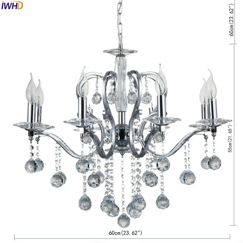 IWHD 110 V-220 V люстры Mordern хрустальная люстра 8 головок спальня гостиная в металлической люстры