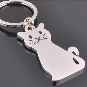 

Wholesale Zinc Alloy Cat Keyring Metal Kitty Keychain for Promotion cat shape key chain cartoon key ring print logo