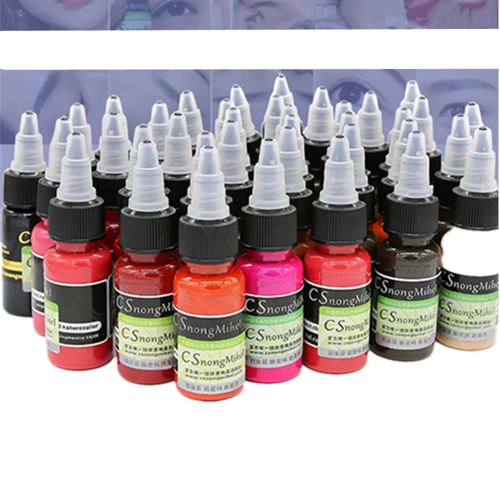 

1/2oz15ml/bottle Lip gloss Tatoo Pigment Eyebrow Tattoo Ink Eyebrow & Lip Half Permanent Make up fast coloring in