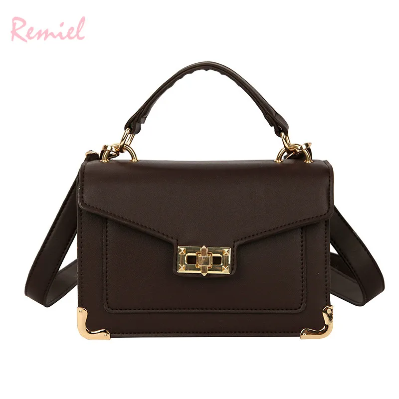 

European Retro Fashion Lady Small Tote bag 2019 New High quality PU Leather Women's Designer Handbag Lock Shoulder Messenger Bag