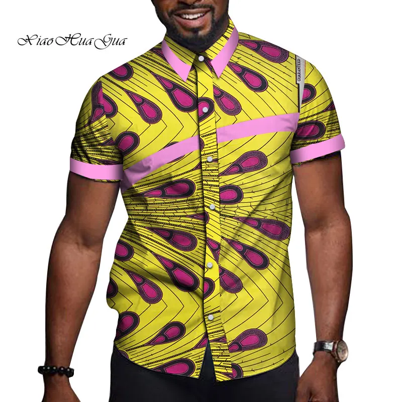 Африканская мужская одежда с принтом Базен Риш Повседневные Вечерние мужские топы с коротким рукавом футболки Дашики Анкара WYN714