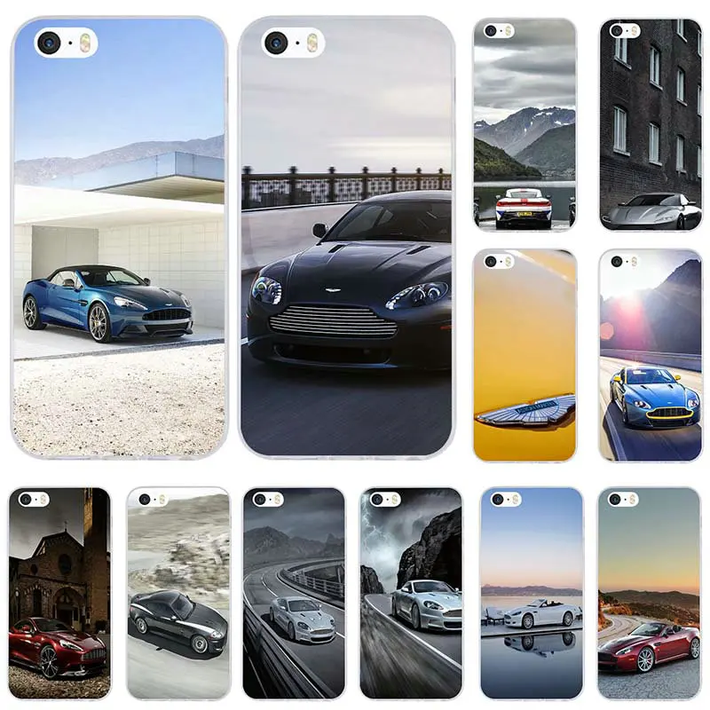 

Soft TPU Silicone Mobile Phone Cases Cover Coque Shell for iPhone X 6 6S 7 8 Plus 5 5S SE 4 4S 5C Aston Martin Super Car Design