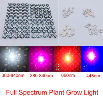 

10-100pcs High Power LED Chip Full Spectrum/white Grow Light Lamp 1W 3W 380nm - 840nm/445nm/660nm COB Beads Indoor Plant Growth