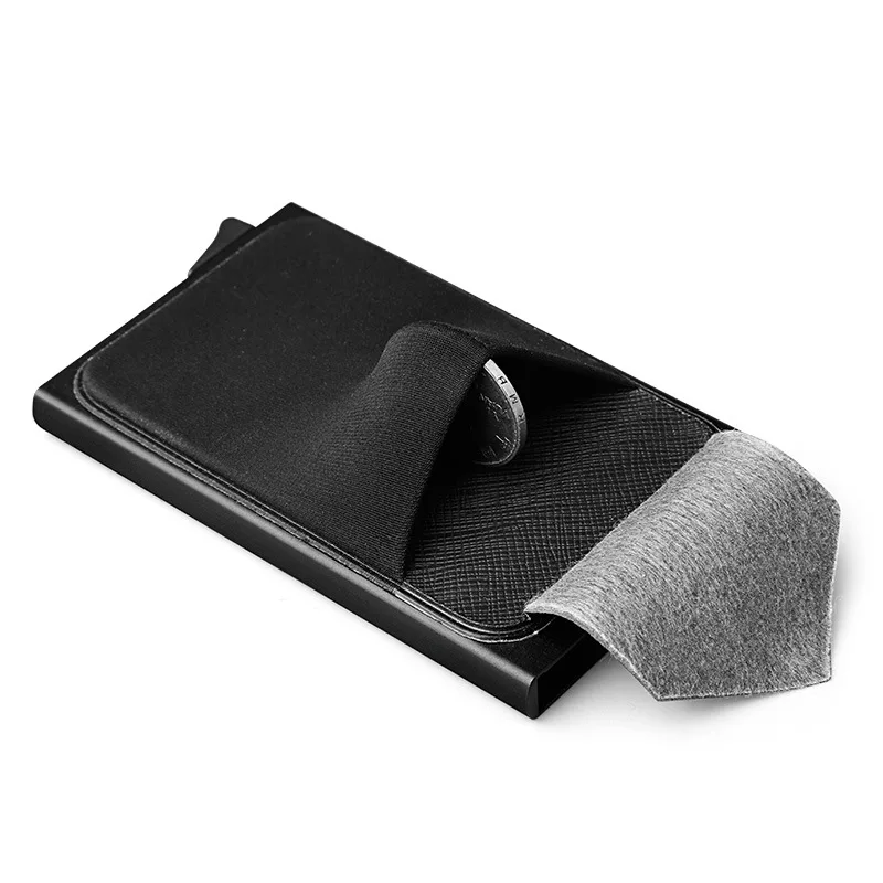 

Aluminum Wallet men With Back Pocket ID Card Holder RFID Blocking Mini Slim Metal Wallet Automatic Pop up Credit Card Coin Purse