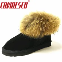 Фотография COVIBESCO Women Fashion Australia Winter Real Fox Fur Genuine Leather Snow Boots Women