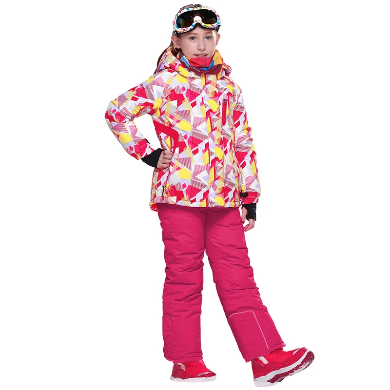 Phibee/лыжный костюм; одежда для маленьких девочек; теплые водонепроницаемые ветрозащитные комплекты для сноуборда; зимняя куртка; детская одежда; одежда для детей - Цвет: PH8019Pink