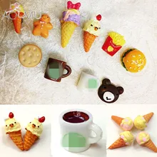 AOMU 2pc pair cartoon Handmade Resin Food Stud Earrings with Ice Cream Hamburger Earring for Women