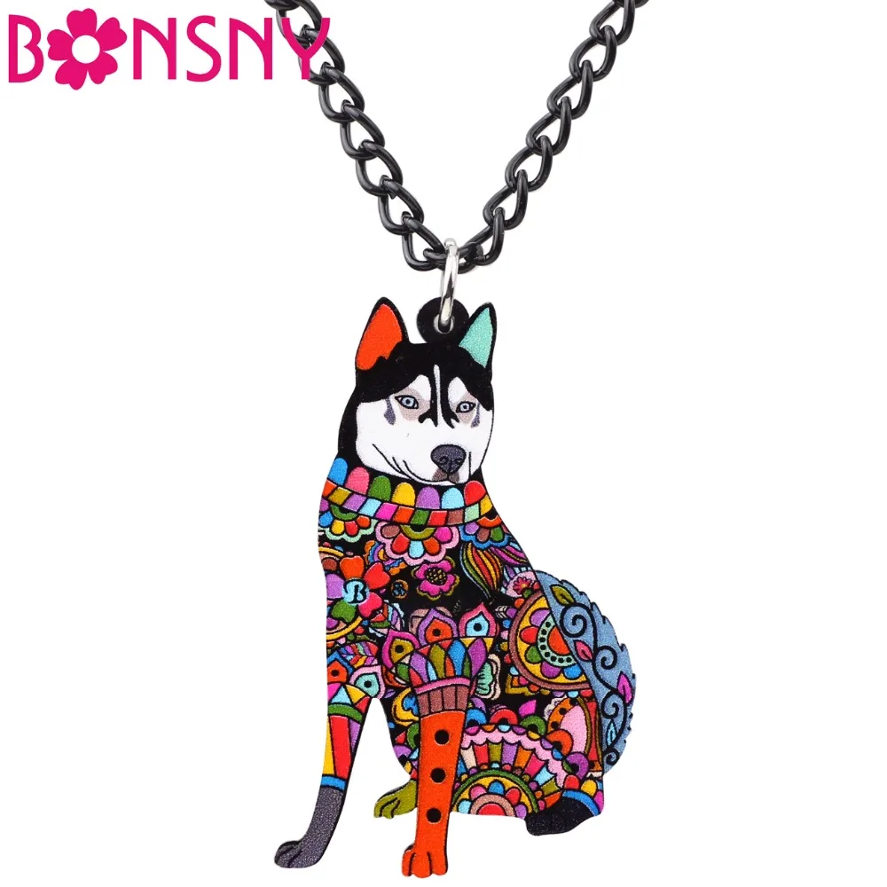 Buy Bonsny Acrylic Siberian Husky Dog Necklace Pendant