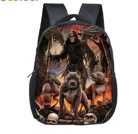 12 inch Kids Cool Death Skull Backpacks Grim Reaper Children School ...