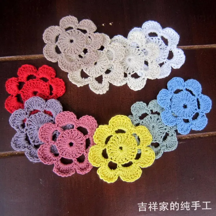 Free Shipping Fashion Design Handmade Crochet Doilies 3d Cloth Accessories Cotton Fabric Flower Patches Diy Photo Props Flower Flops Flower Denimflower In Aliexpress