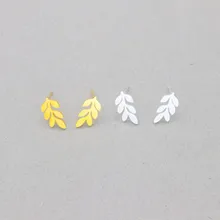 Великолепная сказка 10 шт. минималистский Симпатичные листьев Серьги-гвоздики золото Цвет Нержавеющая сталь Крошечный Отрасль Сообщение Серьги Для женщин ювелирные изделия