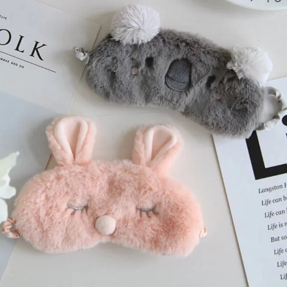 

Cut Koala/bunny Sleeping Eye Mask Nap Cartoon Plush Eye Shade Sleep Mask Black Mask Bandage on Eyes for Sleeping