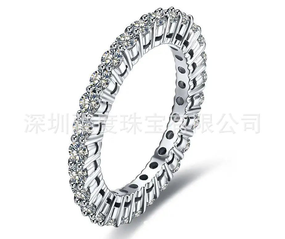 

Full eternity Band Ring Brilliant Synthetic Diamonds Rings for Women 925 Sterling Silver Anniversary Jewelry