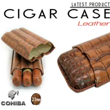 men’s COHIBA embossed leather humidor Travel cigar case portable tube hold 3 cigars Gadgets Smoke