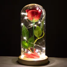 Роза в колбе Новогоднее украшение «Красавица и Чудовище», розовая лампа для подарка на День святого Валентина, искусственные цветы на Рождество, домашний декор