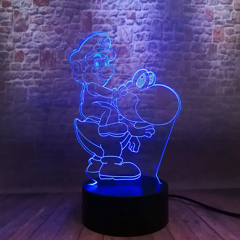 

Super Mario Bros Anime Figurines Model 3D Nightlight LED 7 Colors Changing Light Mario Cartoon Figure Toys