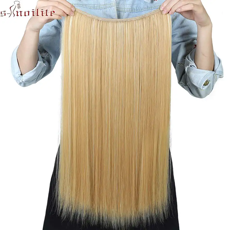 S noilite 20" Secret Fish Line Hair Straight Hair Extensions Long