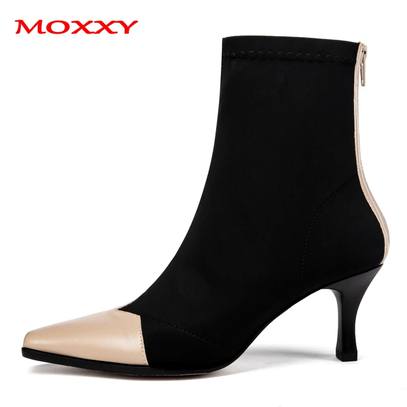 

2019 New Thin High Heel Boots Women Shoes Fashion Sexy Boots Suede Zip Black Ankle Boots Elegant Autumn Shoes Woman Pumps