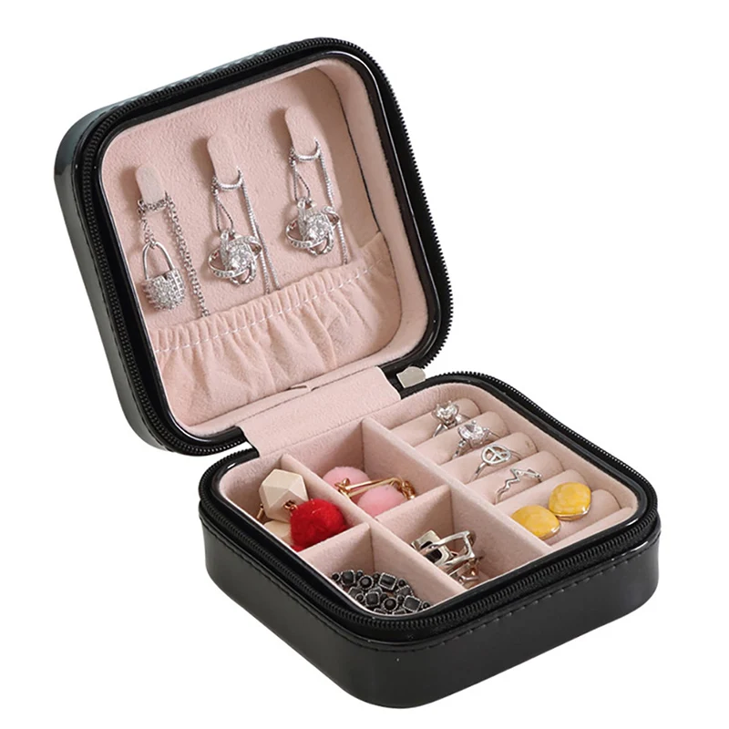 

Fashion Flannel Square Jewelry Box Simple layout Makeup Organizer choker Ring necklace Storage Box