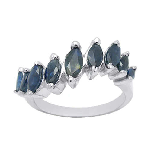 Anillos Qi Xuan_Fashion Jewelry_Dark Blue Stone Роскошный цветок Rings_S925 твердый Серебряный Модный