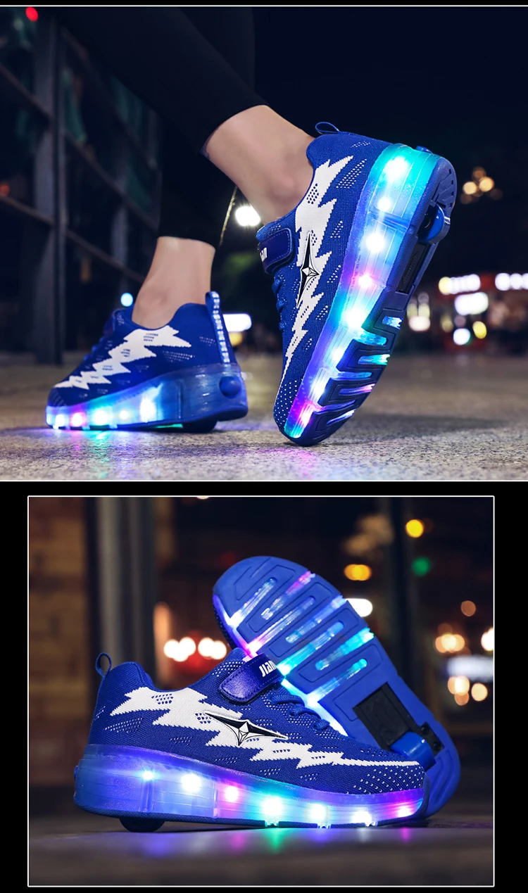 HYFMWZS модные съемные одинарные ролики двухколесный светодиодный зарядное устройство Heelys обувь дышащая детская обувь