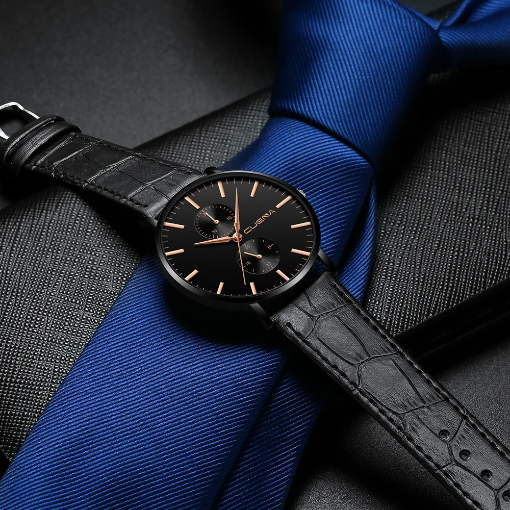 Мужские часы reloj hombre Модные Аналоговые кварцевые наручные из кожаного военного