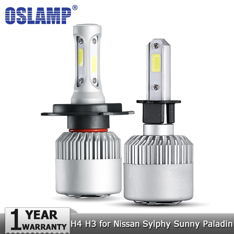 

Oslamp H4 Hi-Lo Beam Car LED Headlight Bulbs H3 Led Light COB 72W 8000lm Auto Headlamp 12v 24v for Nissan Sylphy Sunny Paladin