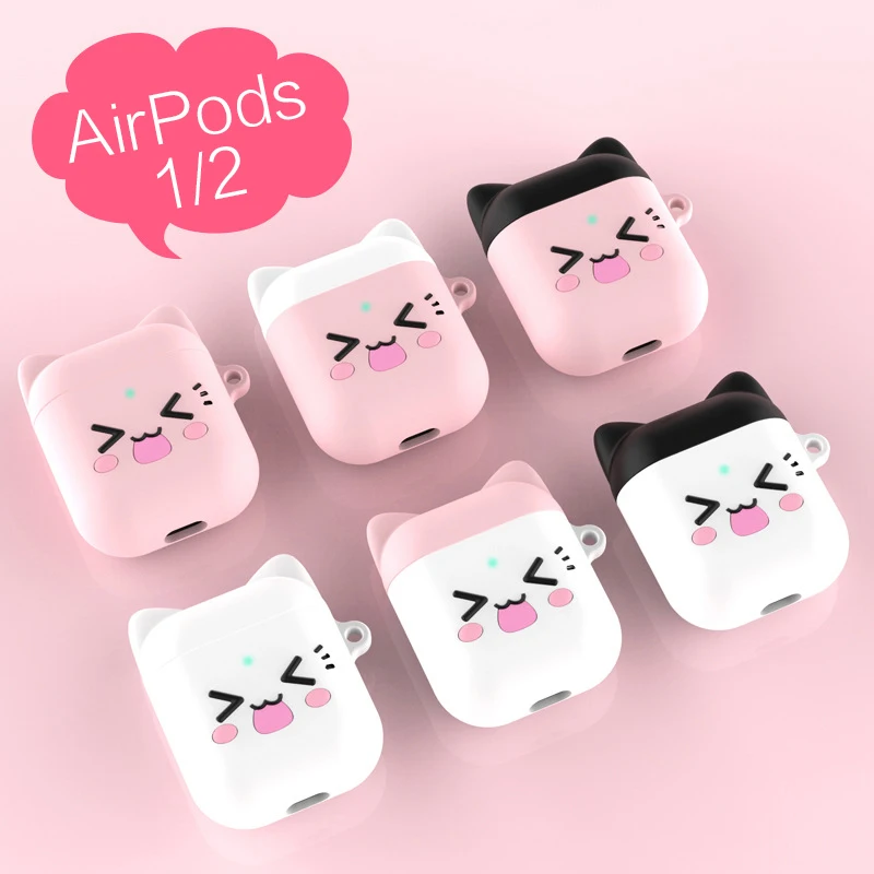 Для Apple Airpods мягкий ударостойкий силиконовый чехол для AirPods утолщение милые наушники в форме кота для AirPods 2 защитный чехол