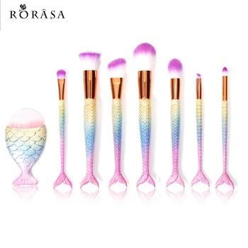 

8Pcs Mermaid Shaped Makeup Brush Set Big Fish Tail Foundation Powder Make-up Brushes Eyeshadow Contour Blending Cosmetic Brush 1