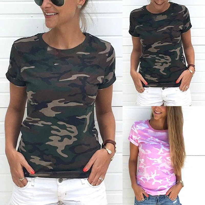 2019 New Women Camo Print T shirts 