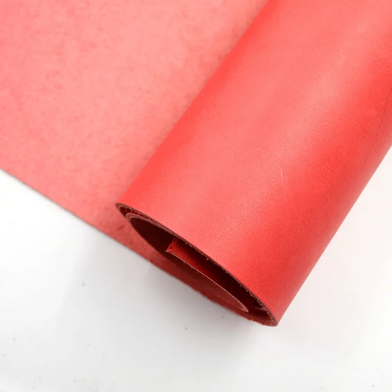 

cowhide leather first layer leather about 2mm thick vintage Watermelon Red genuine leather