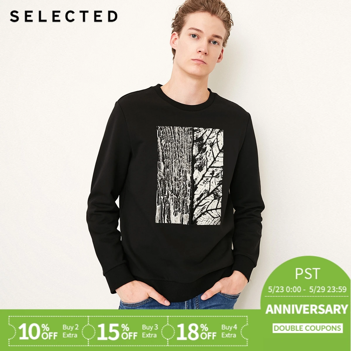 

SELECTED slade new men pure cotton offset printing embroidery leisure long sleeved sweatshirts men C|418333502