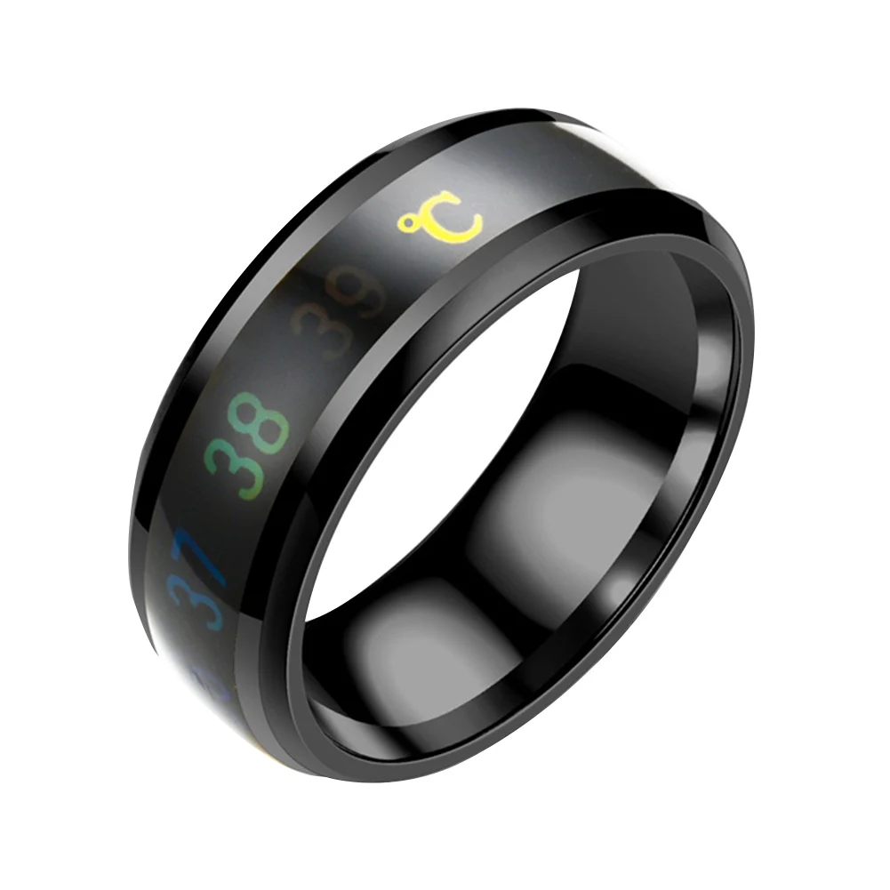 

Intelligent Refined Stylish Color Changing Smart Ring Multi Colour Jewelry Gifts Fashion Round Temperature Sense Titanium Steel