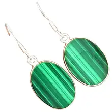 Подлинный Малахит серьги 925 пробы серебро, 49 мм, AE1018